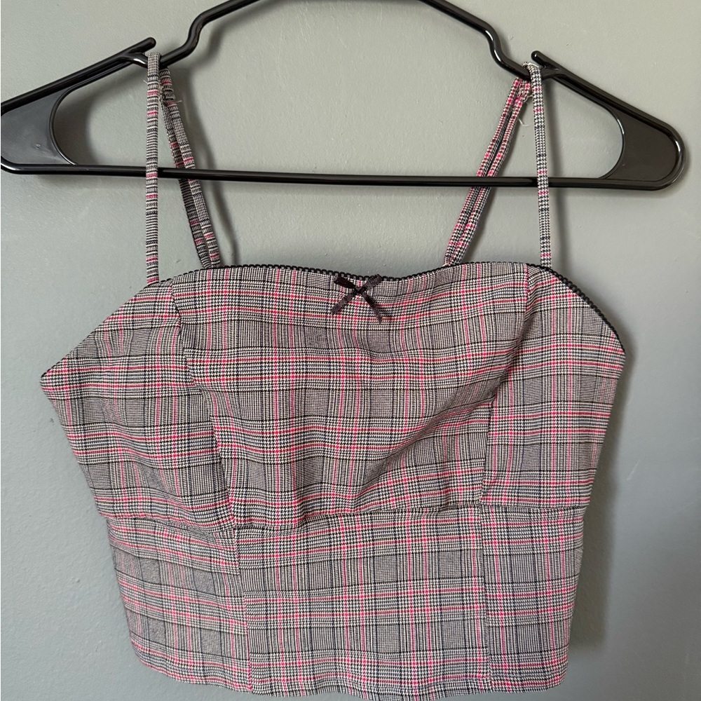 Wild Fable Pink and Gray Plaid Camisole